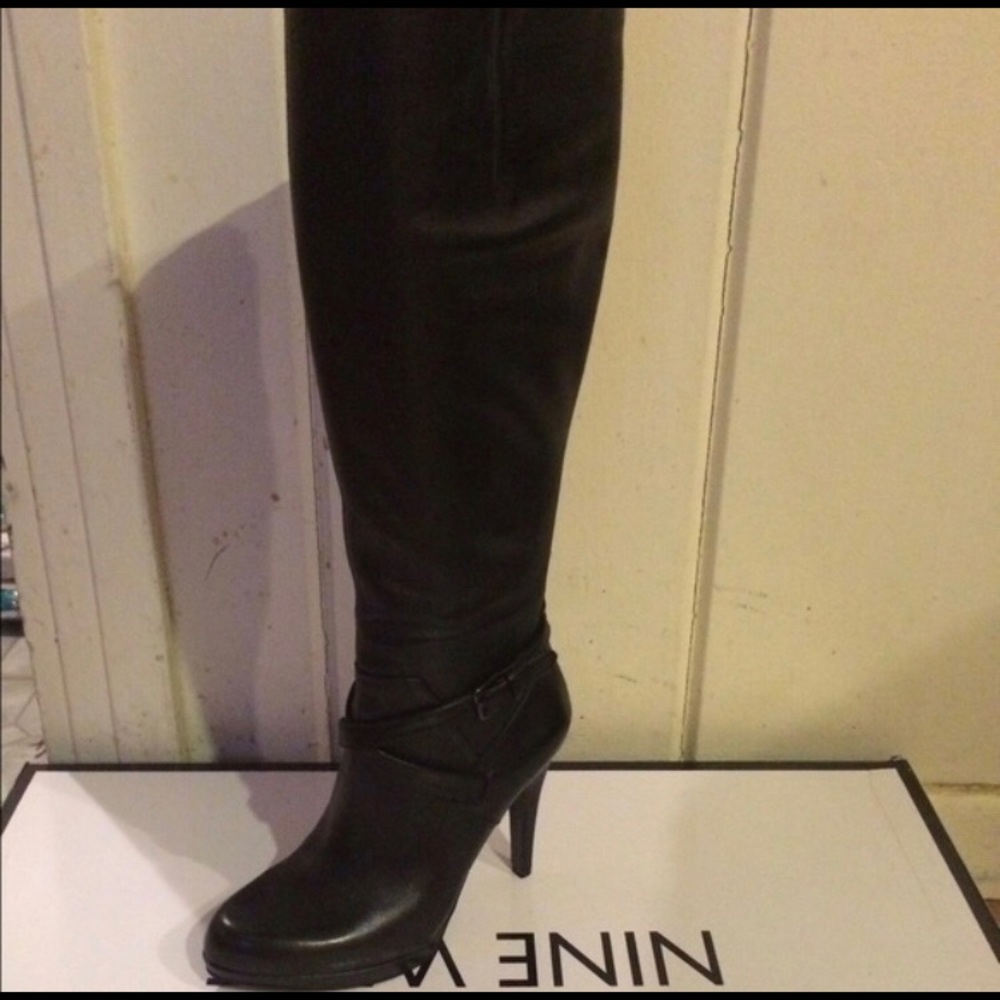 Black leather boots